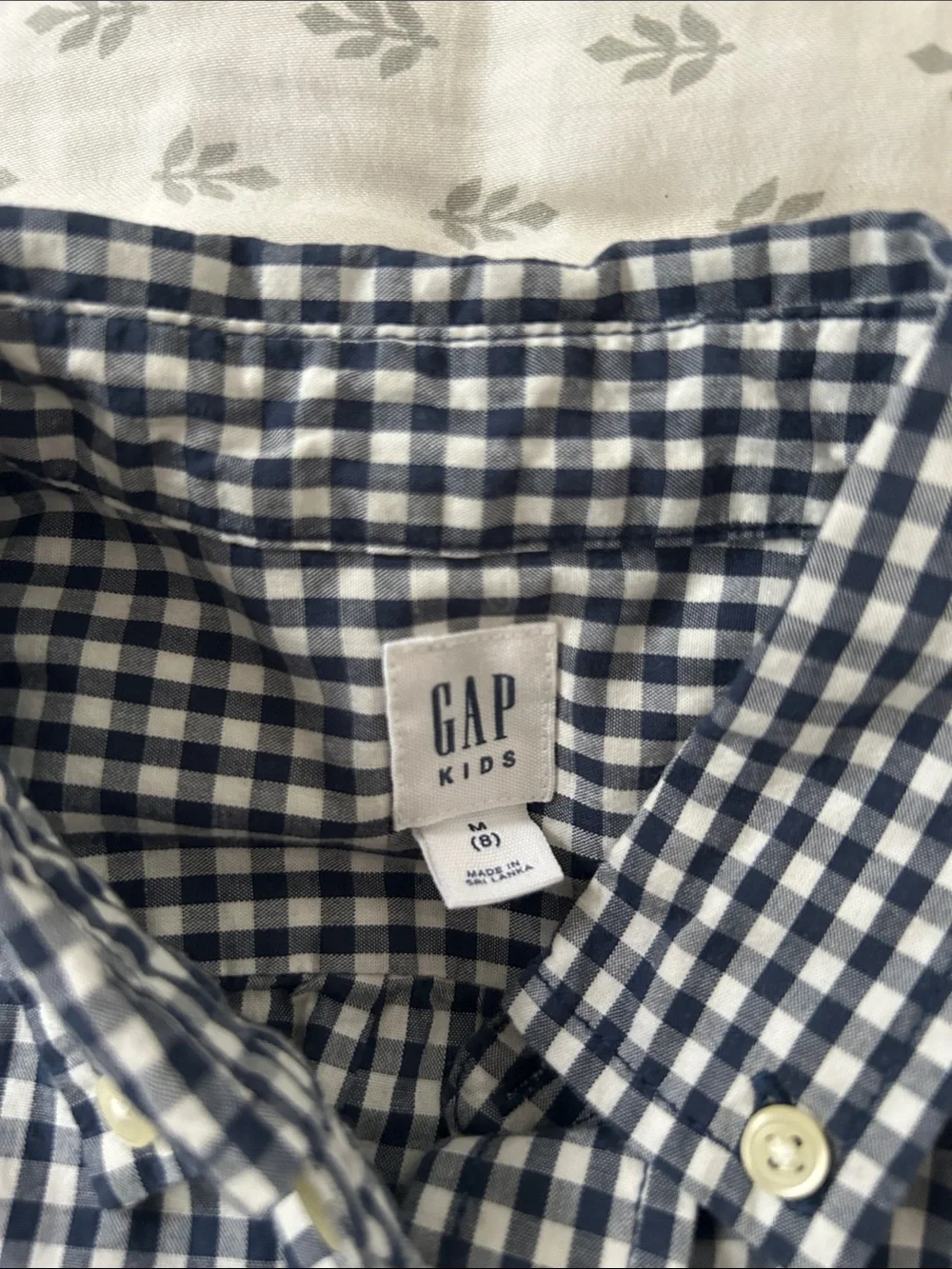 GAP Boys Blue and White Gingham Button-Down Shirt